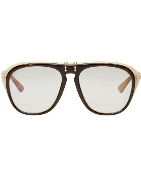 gucci tortoiseshell flip up pilot aviator sunglasses|Men's Designer Luxury Aviator Sunglasses .